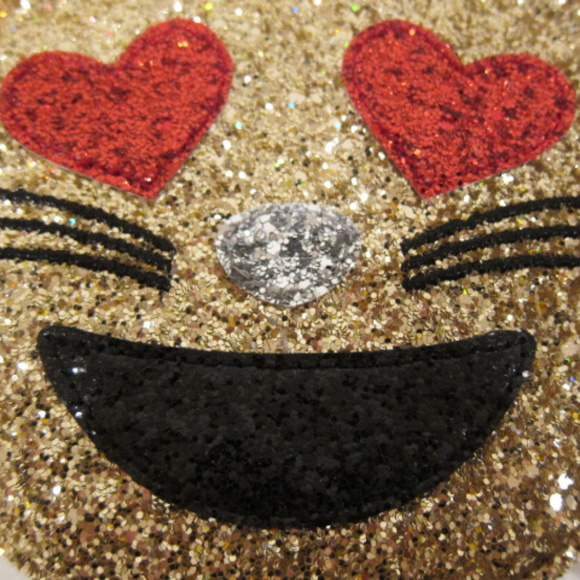 Girls Glitter Gold Crossbody Crewcuts Small Purse Bag Strap Cat Heart Eyes Emoji - Picture 2 of 8